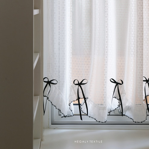 简洁韩式复古白色窗纱帘蕾丝半帘