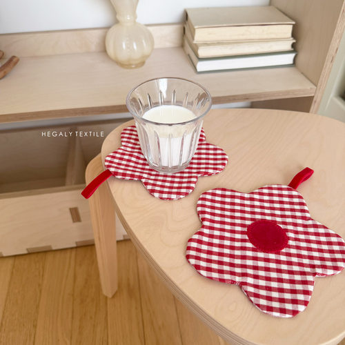 一朵小红花杯垫布艺复古装饰厨房