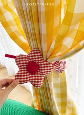 HEGALY 可爱星星窗帘绑带束带扎带节日乔迁装饰儿童房红色复古