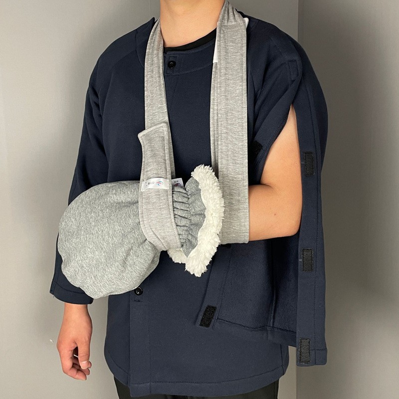 魔术贴衣服男放疗专用上衣薄绒
