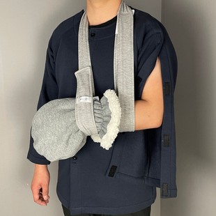 魔术贴衣服男放疗专用上衣薄绒病员服秋款肩膀骨折秋衣康复伤员服