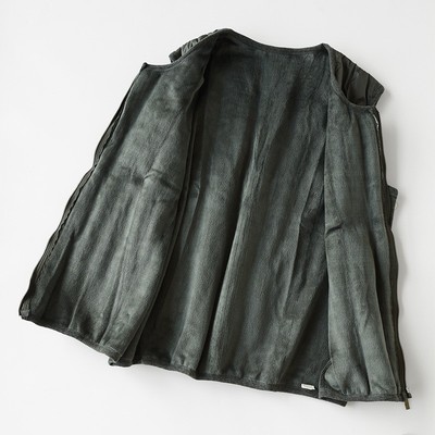 男士羽绒棉上衣加绒拉锁保暖衣护肘冬季爸爸拉链外套老人对门开衫