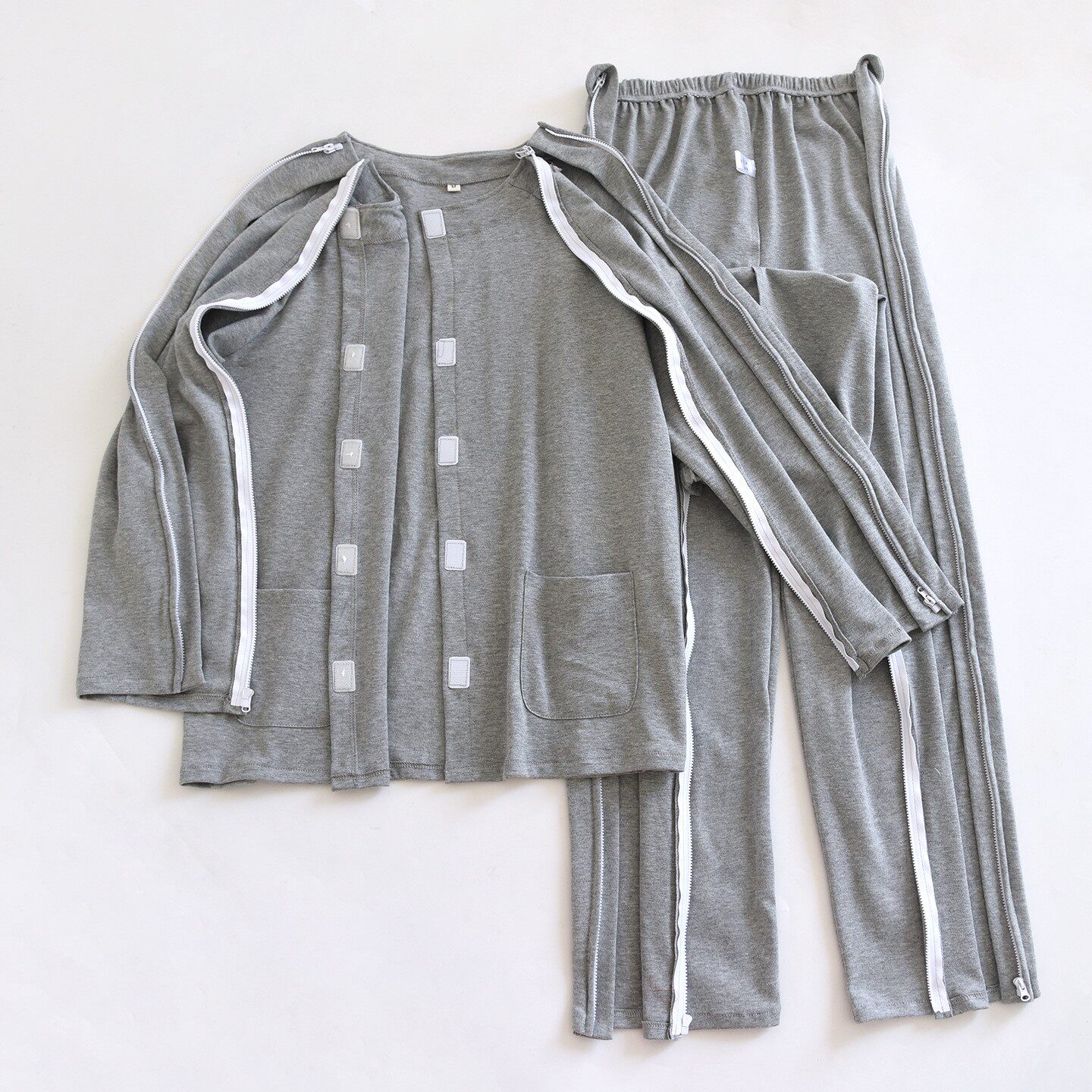 卧床老人男士护理服套装拉链全开