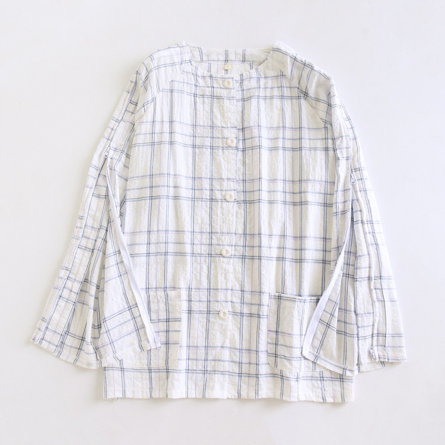 袖子带拉链的上衣男纯棉护理服透析患者打底衫手臂开口输液港衣服