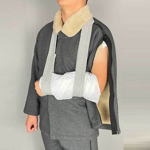 冬季翻领病号服男胳膊骨折棉衣picc埋管上衣加厚透析专用衣服开口