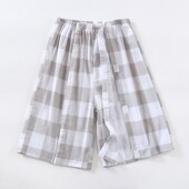 脚伤康复裤 男士 棉纱格子病号休闲裤 双侧能开魔术贴骨折短裤 护理裤