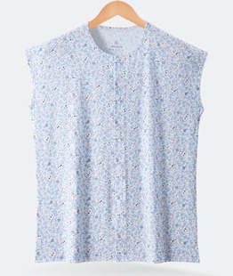 老人汗衫女夏纽扣背心全棉老太太打底衫对襟上衣开衫婆婆衫前开扣