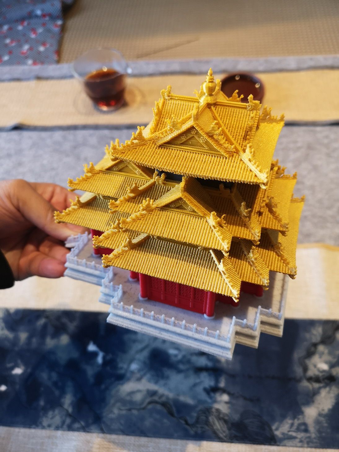 钰书房中式古建筑角楼3d打印塑料模型微景观沙盘家居假山盆景摆件