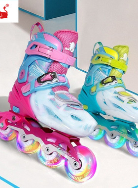 美洲狮轮滑鞋儿童初学者套装专业品牌官方男女童溜冰鞋小孩旱冰鞋