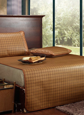 凉席藤席1.5m200 220cm空调席双人1.8 2米 2.2床折叠席子1.35包邮