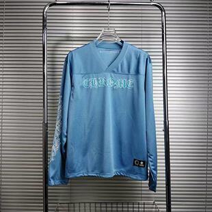 潮牌製品新款梵文字母印花冰球服双层网眼休闲宽松男女款长袖T恤