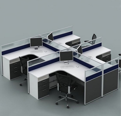 扬州办公桌椅组合4人位L型十字型屏风工作位员工桌职员桌生产