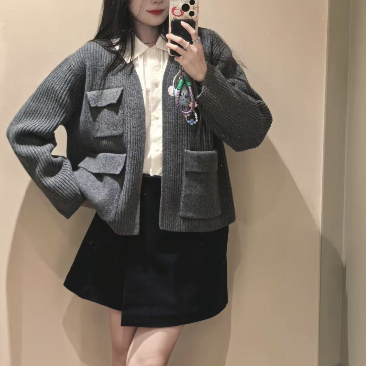 C家女装 高智感羊毛静奢风针织衫毛衣开衫2025秋季新品