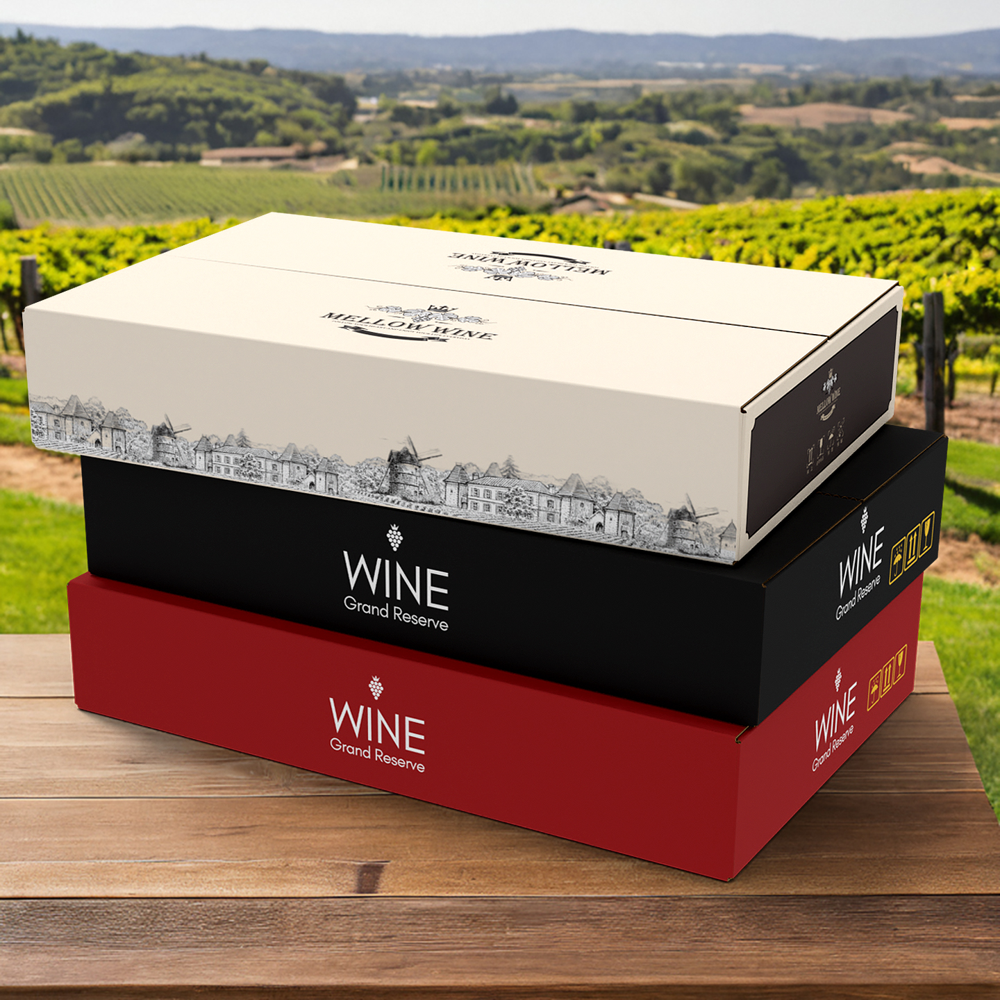 红酒包装盒6支装横排礼盒可定制