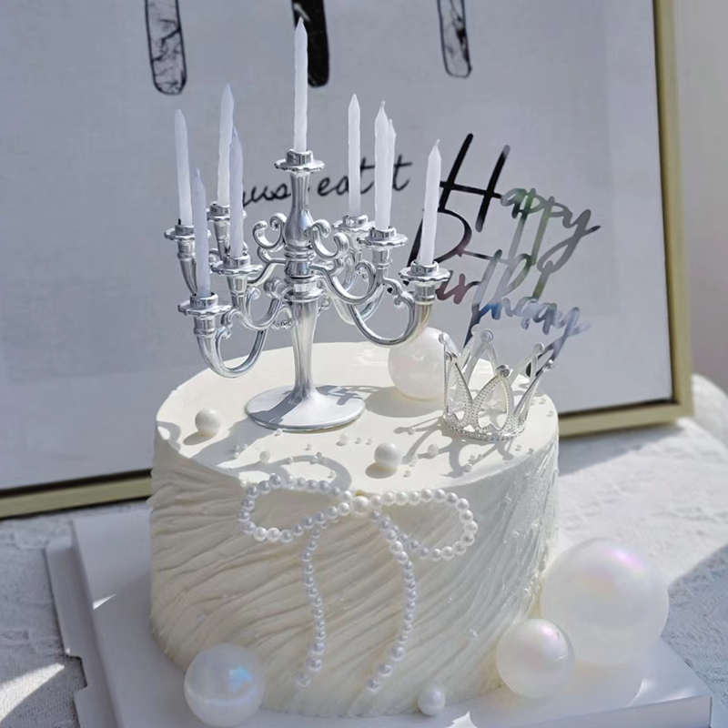 复古烛台生日蛋糕装饰摆件