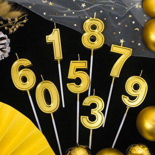 饰摆件插件 金色数字蜡烛生日蜡烛满月周岁儿童生日派对生日蛋糕装