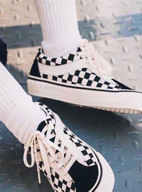 VANS范斯 Bold Ni 黑白经典低帮棋盘格男女休闲滑板鞋VN0A3WLPR6R