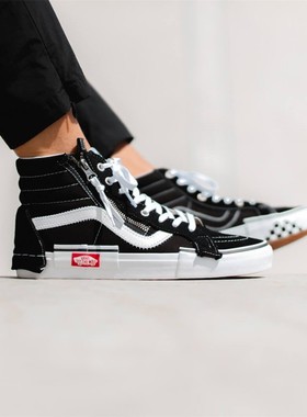VANS范斯 SK8-HI CAP 黑白高帮拼接解构男女运动板鞋VN0A3WM16BT