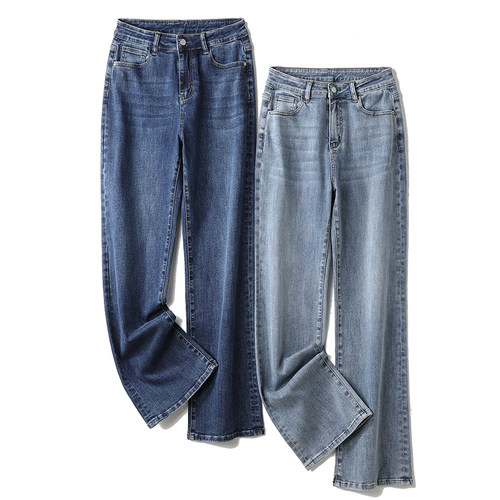 阿月大码阔腿牛仔裤女加长版