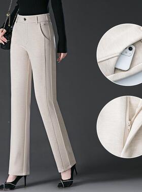 正品中年妈妈装直加厚羊绒小筒裤女秋高冬档修毛呢休闲E68763身长