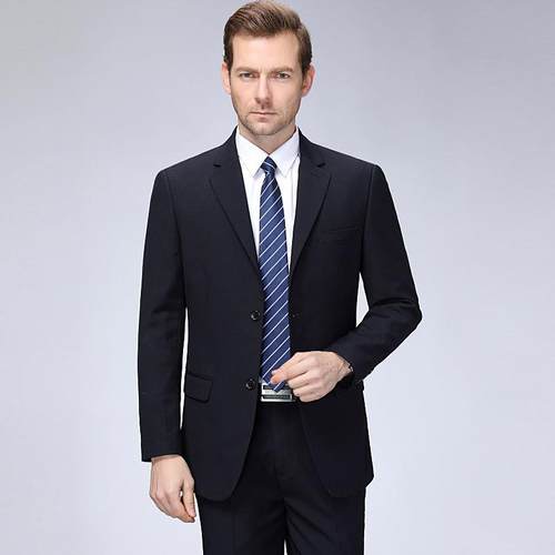 装春秋新款羊毛商521务职业西服套男结婚礼服男士高品质款西二件
