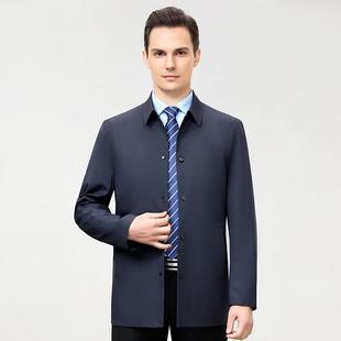 翻专领男务式 松大码 外套商休闲茄克男 夹宽克秋季 柜桑蚕209Q丝男装