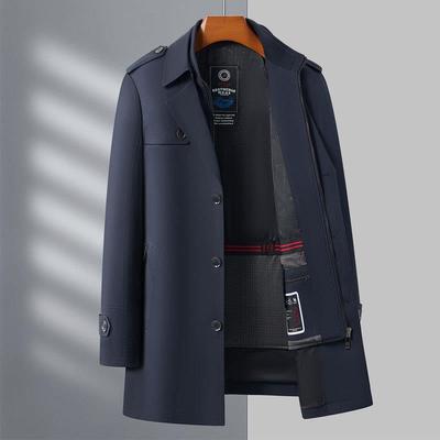 保冬新款男士风衣中长款可脱内胆防风暖外套季中年19561爸爸装卸