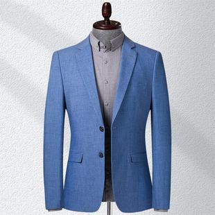 子西装 格单件小正装 男 薄上男衣休闲男士 中年西服外套春秋新1158款