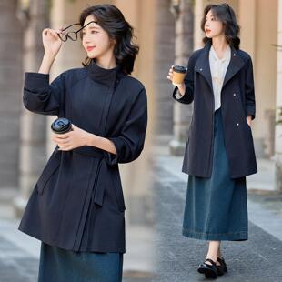 气质闲外女 超好看垂休套感高级感中款 立领风衣长女款 秋冬新8503款