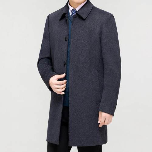 装新大款8023-1-O士中长男款羊绒衣爸爸装保冬暖羽绒中老年羊毛呢