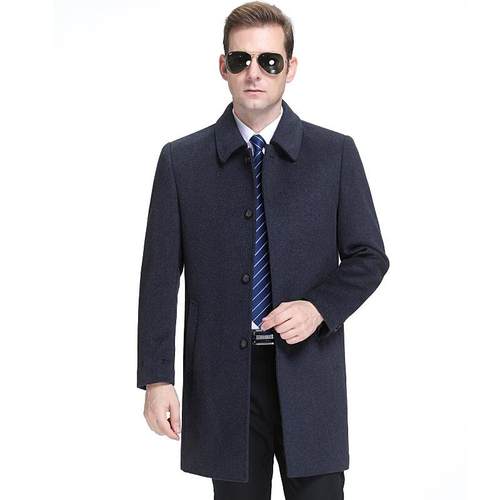 年6821-S冬秋羊呢绒大衣中长款商务休闲加厚中男装冬季毛大衣男外