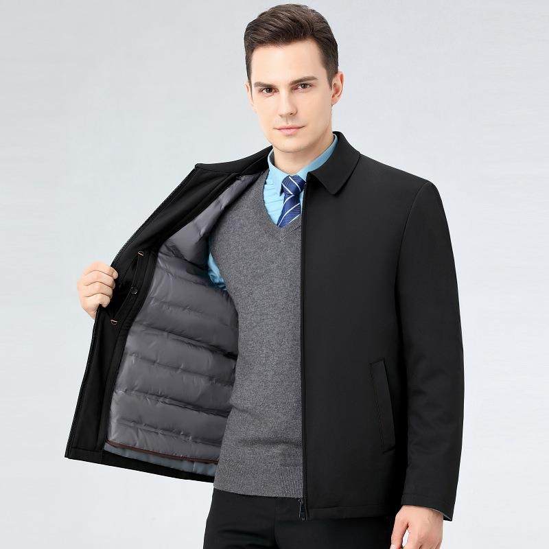 男士羽绒服短款新款绒加厚商务休闲翻鸭中F08-J年人爸领装保暖爸