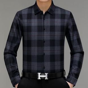 加绒加厚格年冬季 男品牌羊绒保23W82 长袖 式 中山羊绒 TB暧年子衬衫