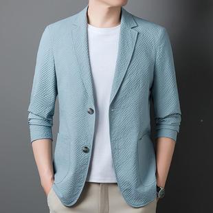 季 PP色西装 单时尚 西服设计感纯年99126 中西青百搭薄款 秋高端男装