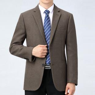 中 年休闲西服冬外套羊毛中厚款 高端料西6818装 男毛单件上衣秋新款