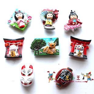 日本旅游纪念冰箱贴神社招财猫奈良舞姬雷门灯笼磁贴