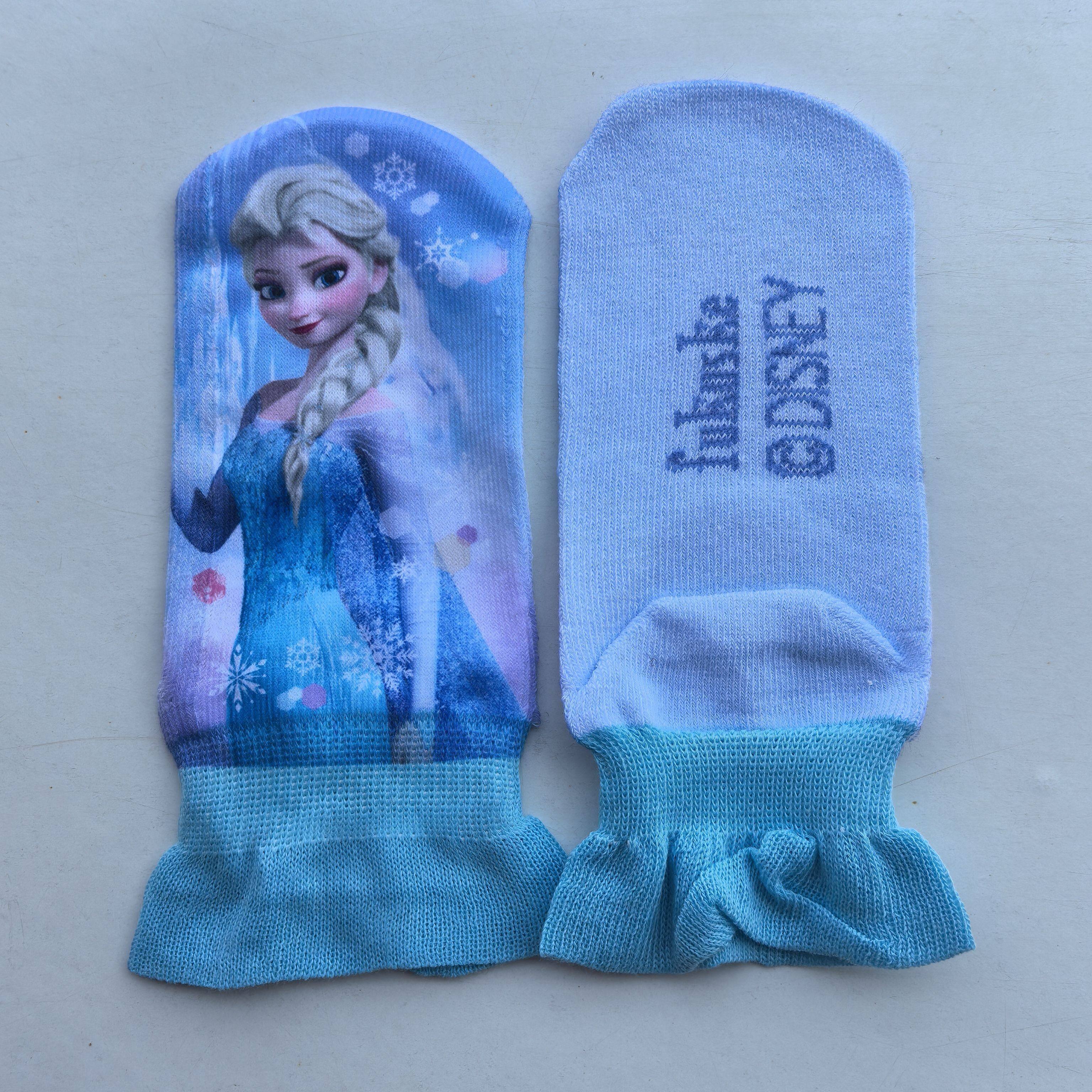 外贸出口艾莎公主美人鱼儿童袜子春秋夏款女童短筒船袜宝宝棉袜子