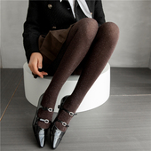 美拉德咖色连裤 袜秋冬显瘦打底袜子韩国东大门闪光银丝灰色打底裤