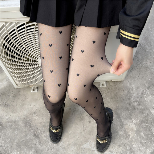 爱心丝袜秋冬加绒加厚黑丝打底裤