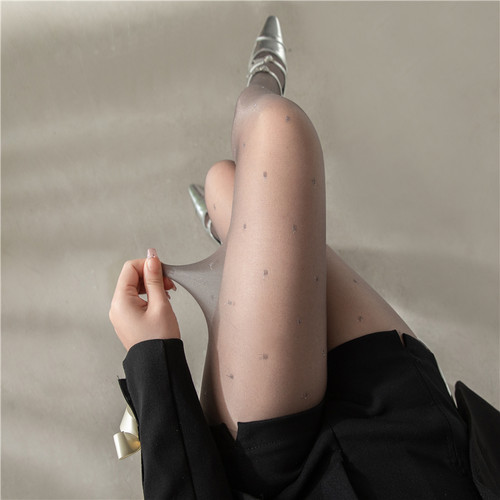 灰色波点丝袜薄款闪光银丝连裤袜