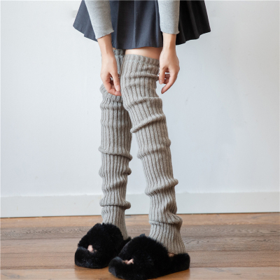 灰色过膝袜套秋冬加长针织腿套