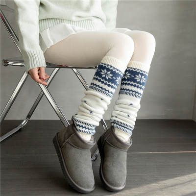 费尔岛羊毛袜套保暖显瘦堆堆袜子