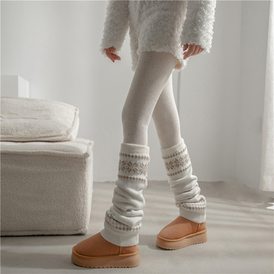 费尔岛雪花袜搭配雪地靴堆堆袜