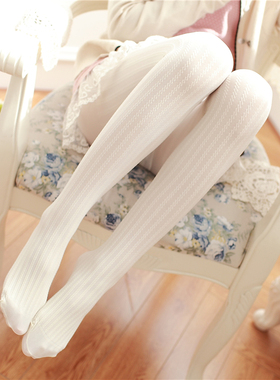 白色连裤袜日系麻花竖条纹打底袜黑丝性感纯欲jk洛丽塔少女白丝袜