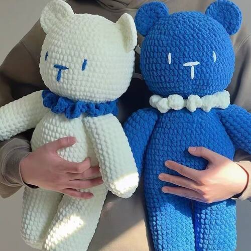 手工毛线编织毛线手工diy材料女友礼物  钩针冰条线钩织小熊玩偶