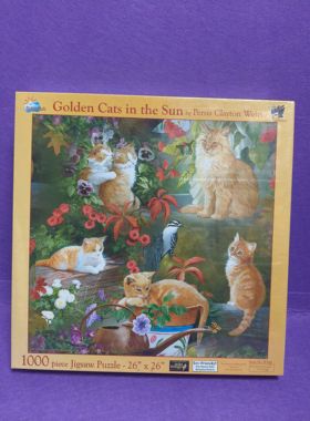 绝版拼图sunsout美国拼图1000片阳光下的橘猫 盒瑕
