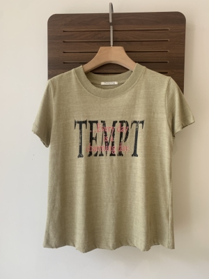 Tempting正版字母女士做旧T恤上衣