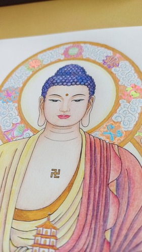 善法阿弥陀佛描金观音菩萨线稿