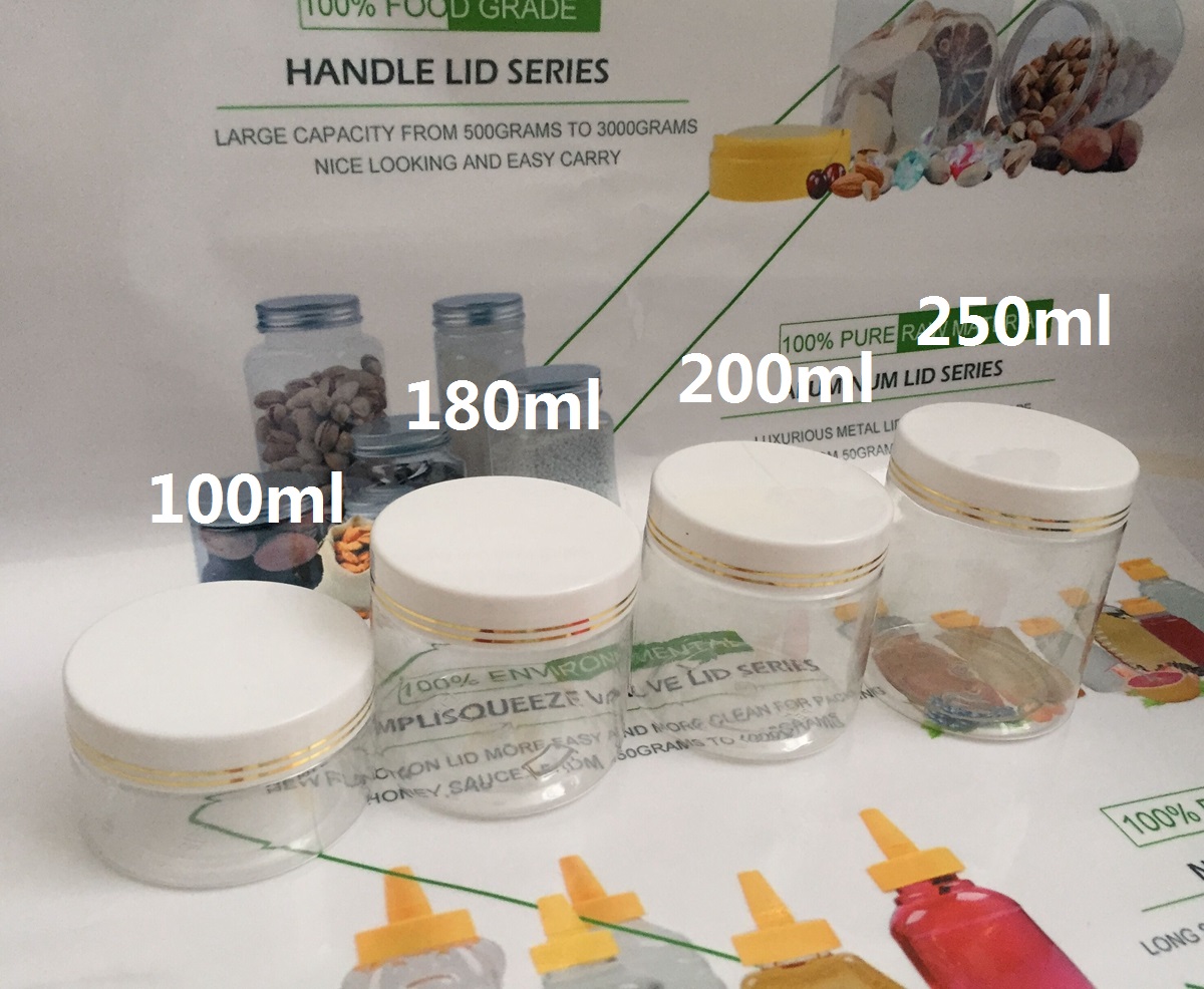 100ml 180ml 200ml 250ml双金边广口塑料罐子 圆形蜂蜜瓶(GJ051A)