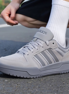 阿迪达斯灰色板鞋男冬季新款麂皮复古ENTRAP篮球低帮美式休闲鞋男